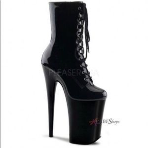 Pleaser Infinity 9” patent leather boots - 6